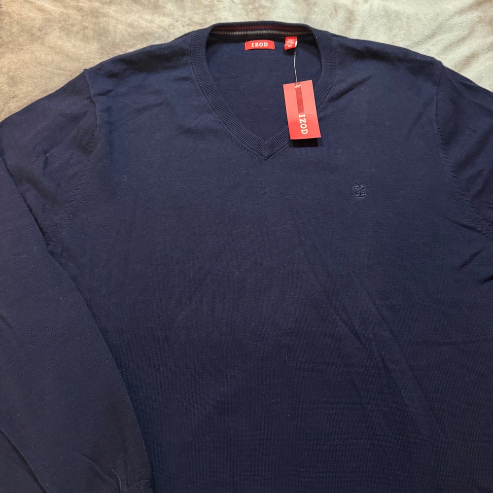 IZOD Men's‎ Navy Blue V-Neck Long Sleeve Sweater Tagged XXL